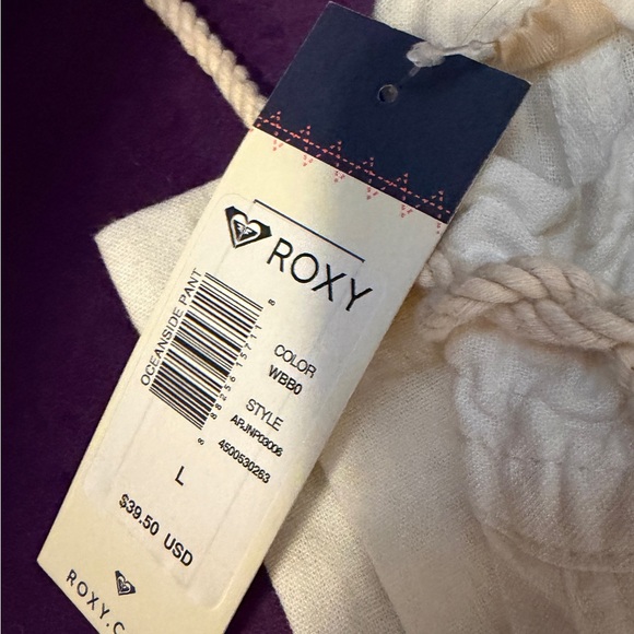 NWT! Roxy White Linen Drawstring Pants - Picture 6 of 10